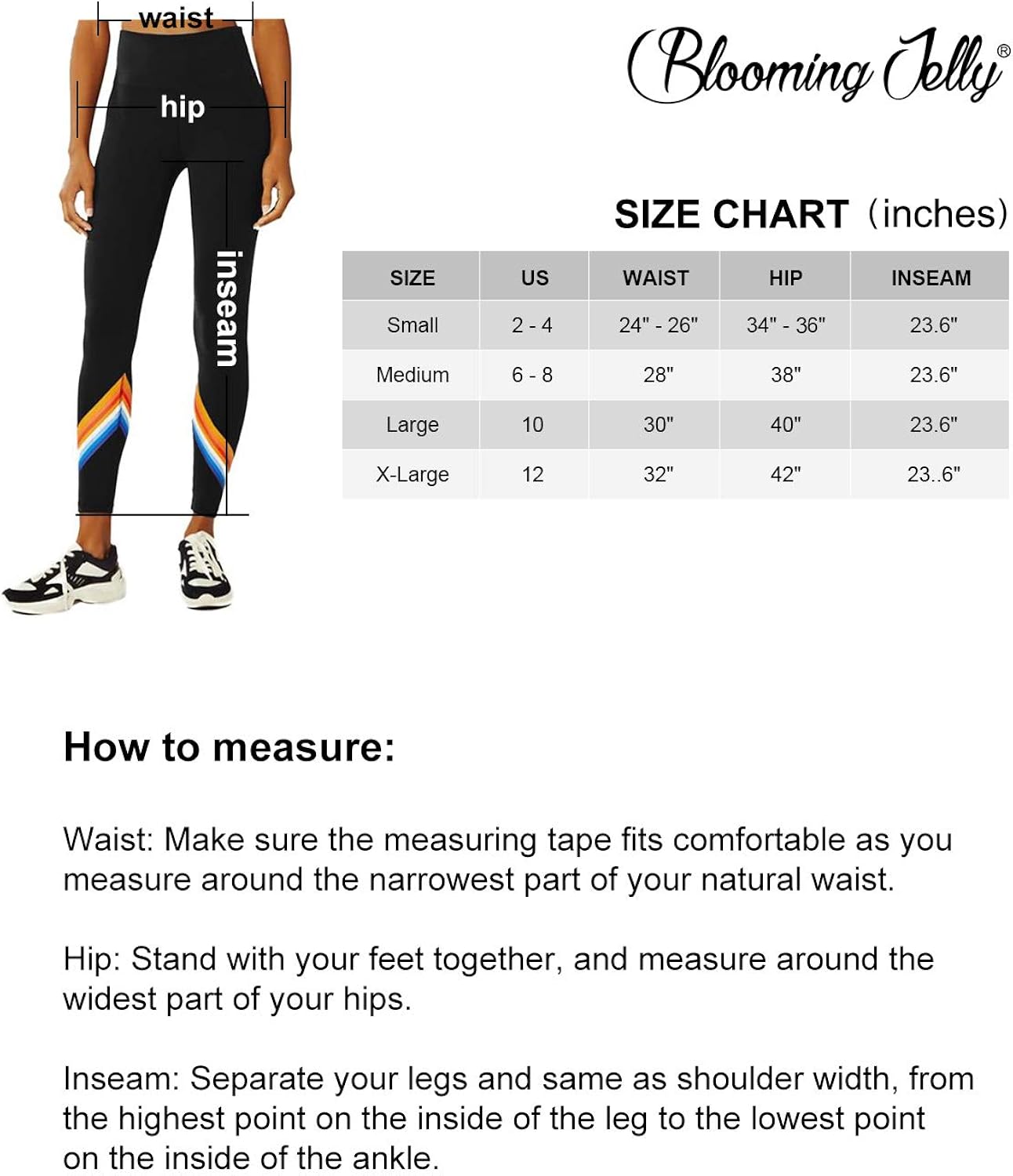 Blooming Jelly Women's High Waisted Leggings Workout Rainbow Print Tummy Control Yoga Pants: Clothing