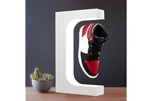 FLOATIDEA Floating Shoe Display Magnetic Levitating Sneaker Stand Holder Rotation Acrylic Rack with LED Light for Gift Advertising Exhibition Storefront shop up to Size 13 Big Shoes (White Without Shoe)