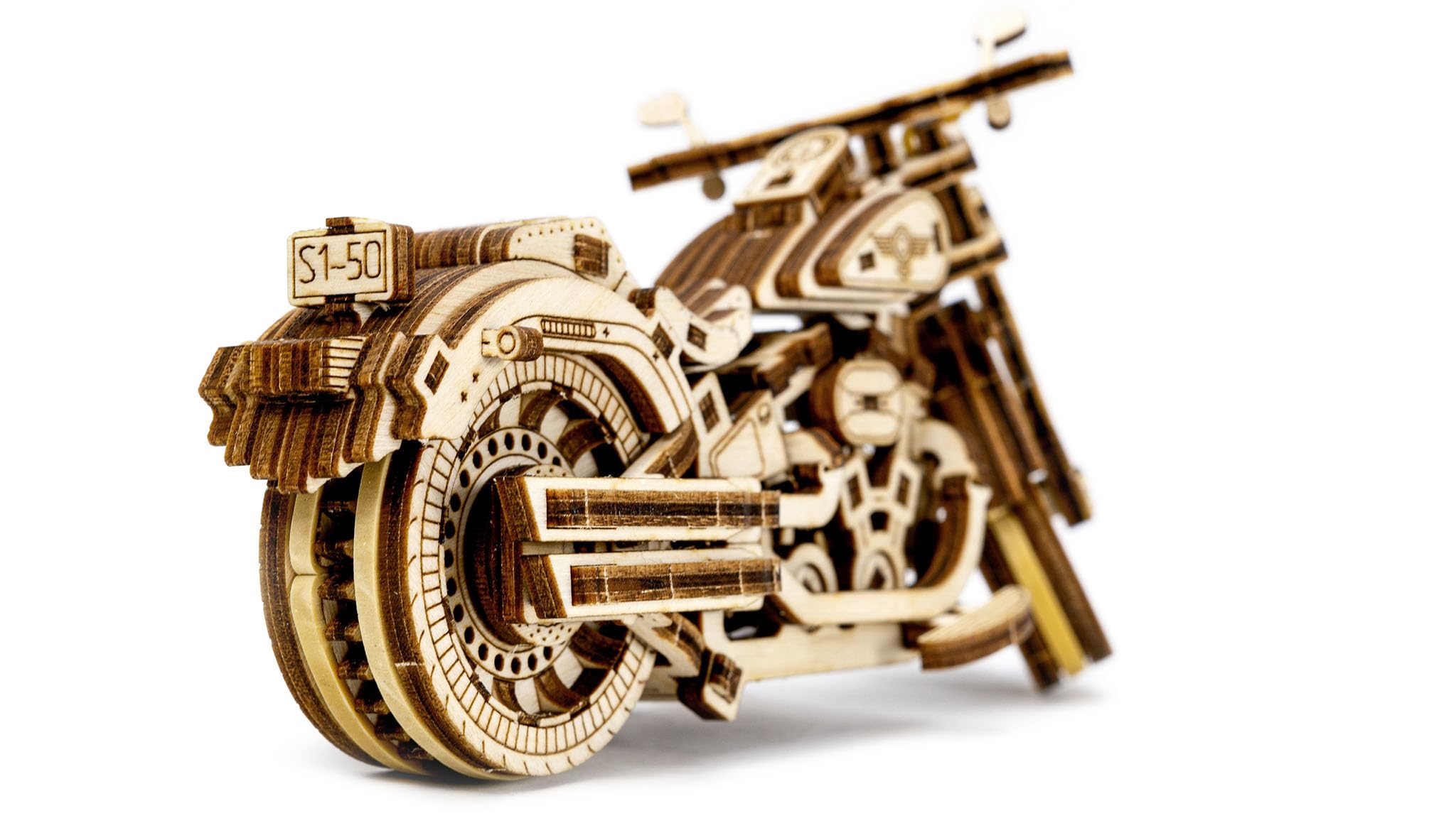 Revell Tiny Adventures Cruiser VTwin I Authentisches Motorradmodell I Rückzugsmechanismus für dynamische Bewegung I Gummibandmotor für Vorwärts und Rückwärtsfahrt I Modell aus Holz 3