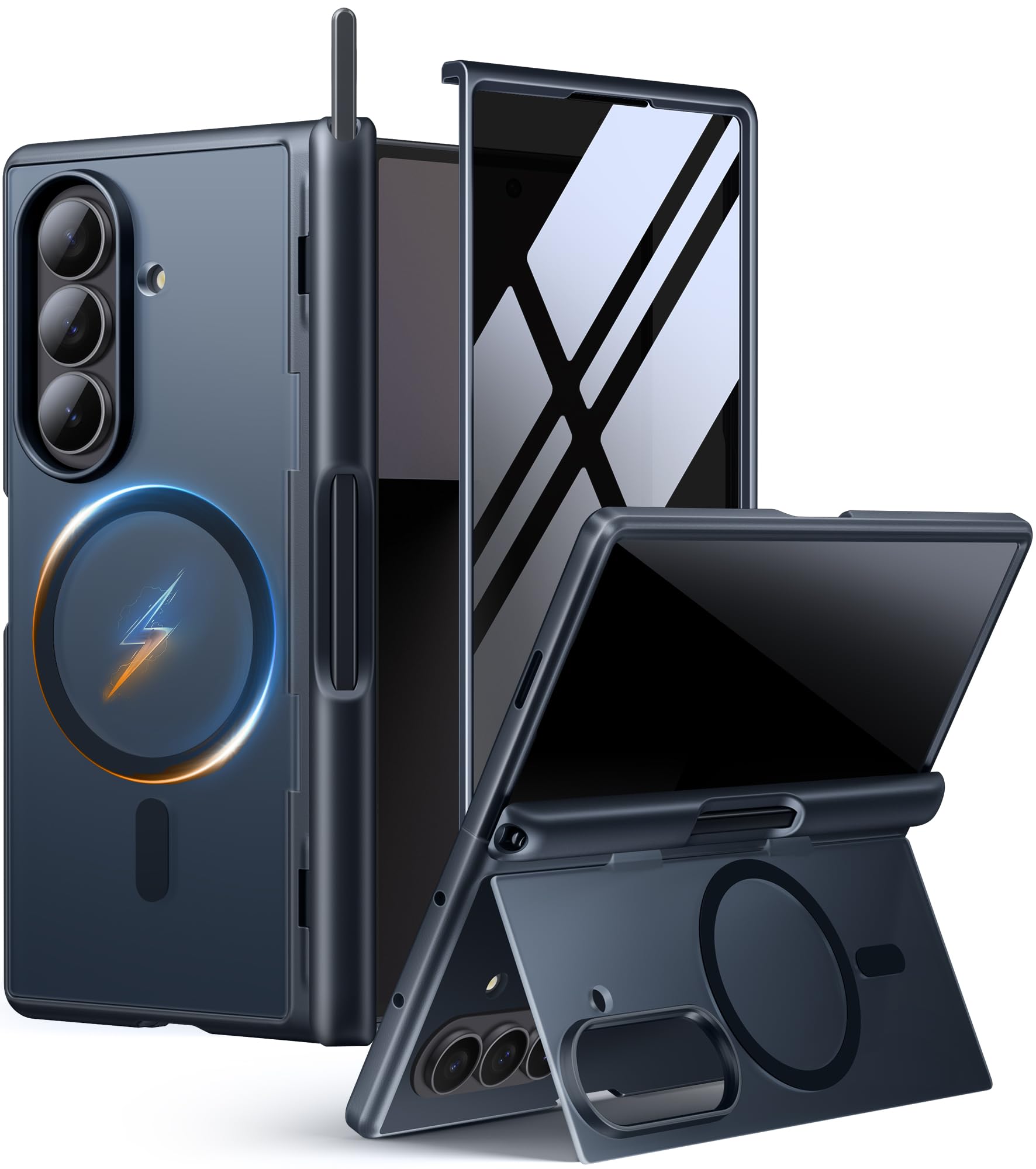 Photo 1 of MOBOSI for Z Fold 7 Case with Stylus Pen [Compatible with Magsafe][Built-in Kickstand & Privacy Screen Protector & Full Body Hinge Protection & Pen Slot] Slim&Thin for Samsung Galaxy Z Fold7, Black