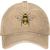 Funny Bees Hat Honey Bees Baseball Cap for Women Vintage Mens Hats Natural