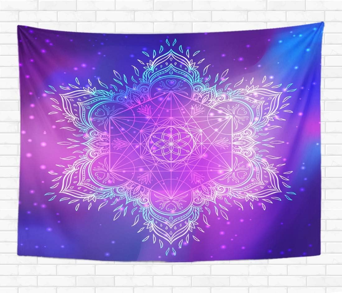 henghuidashi Home Decorative Tapestry Wall Hanging Mandala Round Pattern Sacred Geometry Metatron Cube Powerful Symbol 60x80 Inch Tapestries Wall Blanket for Dorm Bedroom Living Room