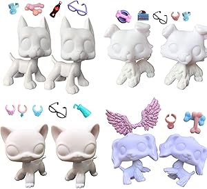 Judy Custom White Base 8pcs, Custom DIY Molds Collie Shorthair Cat Cocker Spaniel Great Dane with lps Accessories