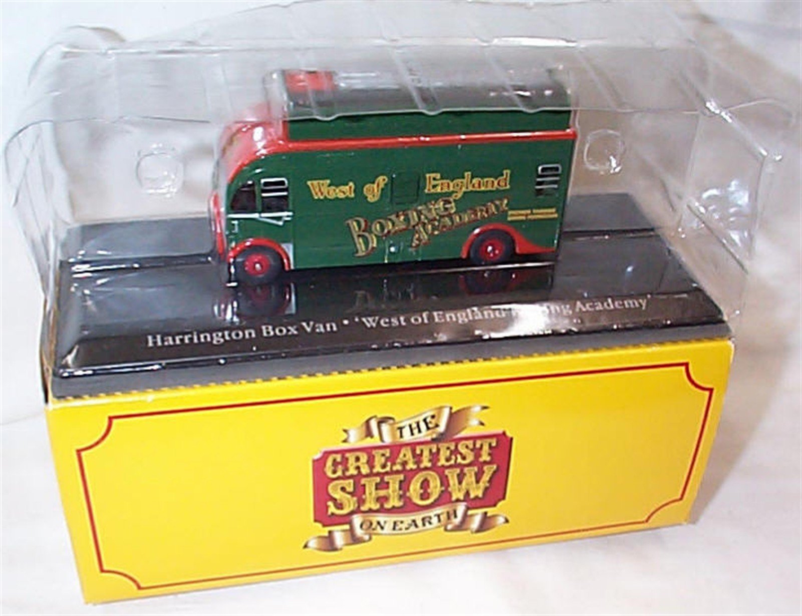 atlas editions the greatest show on earth harrington box van west of england boxing academy vehicle 1:76 scale diecast model