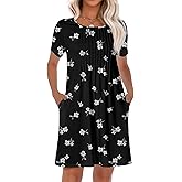 HiMONE Womens Summer Dresses T-Shirt Pleated Dressy Casual Scooped Neck Beach Vacation Dresses XS-2XL