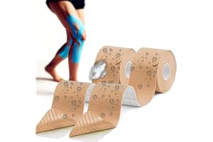 GTAGKOMMEN Kinesiology Tape precut (2 Rolls,40 Strips,2" X 10" Strips) Kinesiology Tape Waterproof Breathable Latex Free Tape for Ankle Wrists Knees Running Swimming Elastic Sports Activities Tapes(Beige)