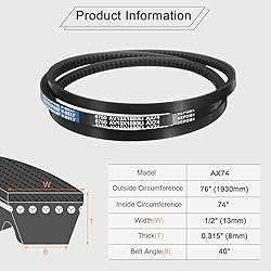 uxcell 2Pcs AX74 EPDM V-Belt, Raw Edge Cogged
