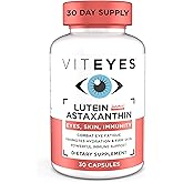 Viteyes Lutein & Astaxanthin – Relieve Eye Fatigue, Hydrate & Firm Skin, Blue Light Protection, Immune Support, 20 mg Lutein, 4 mg Astaxanthin, Eye Vitamins, Doctor Trusted Brand, 30 Capsules
