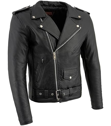 Milwaukee Leather LKM1711 Black Leather Motorcycle Jacket for Men
