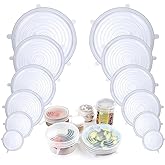 Adpartner Silicone Stretch Lids, 12 Pack of Reusable Silicone Lids for Food Storage BPA-free Silicone Covers for Bowls, 6 Different Sizes to Fit Most Food Containers, Microwave &amp; Dishwasher Use Safe