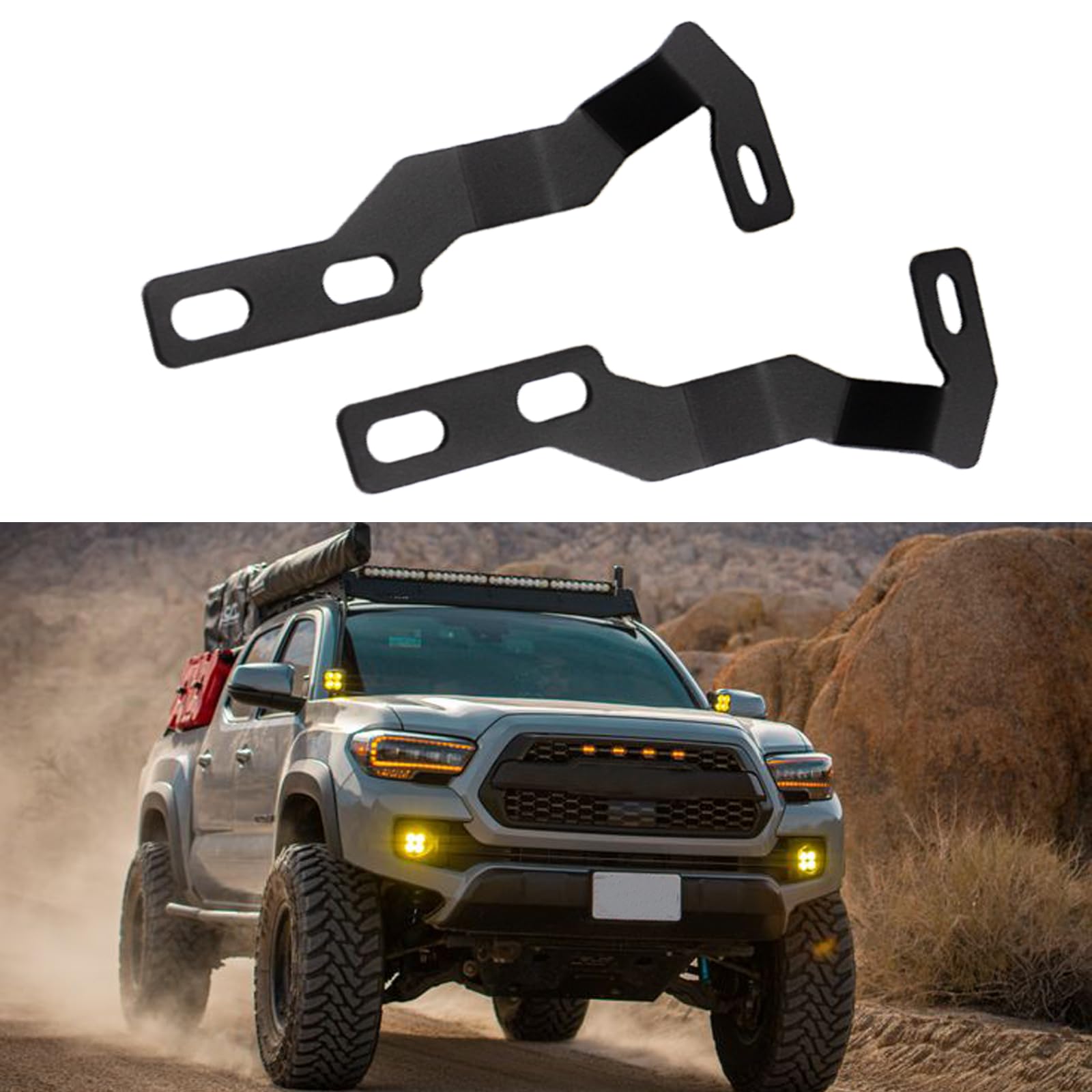 Photo 1 of ****ONLY ONE BRACKET*** KANGIKX Hood Hinge Ditch Light Mount Brackets for Toyota Tacoma 2016-2021 3rd Gen Auxiliary Offroad Pod Work Light,Toyota Tacoma Hood Mount Brackets Kit-Black.
