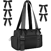 Bulyoou Black Bows Mini Gym Bag for Women Coquette Small Gym Tote Mini Duffle Bag with 5 Pcs Bows for Travel Weekender Yoga