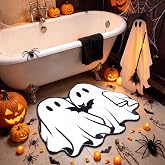 Drydiet Halloween Bathroom Rug Gothic Ghost Bathroom Mat | Gothic Halloween Bathroom Decor, Spooky Black White Ghost Rug, Soft, Non Slip, Bedroom Living Room Kitchen Decor 22.4 x 31.4