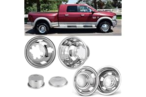 Lifeinfinity Set of 4 17inch Stainless Steel Dually Wheel Simulators, Bolt On Wheel Cover with Removable Centre Cap,8 Lug Hub