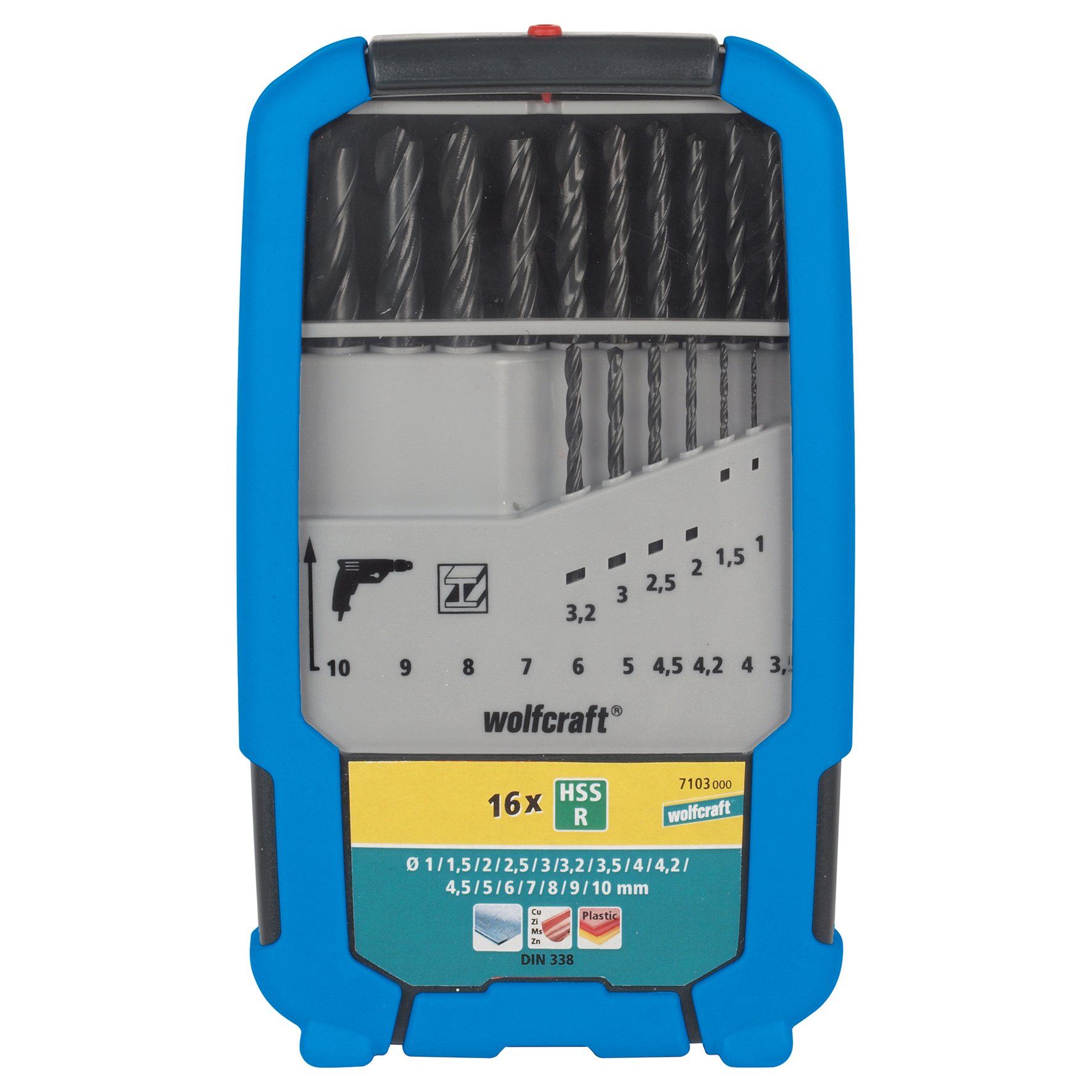 wolfcraft HSS Metal Drill Bit Set, 16 Pcs., Rolled I 7103000 I for Drilling into Metal