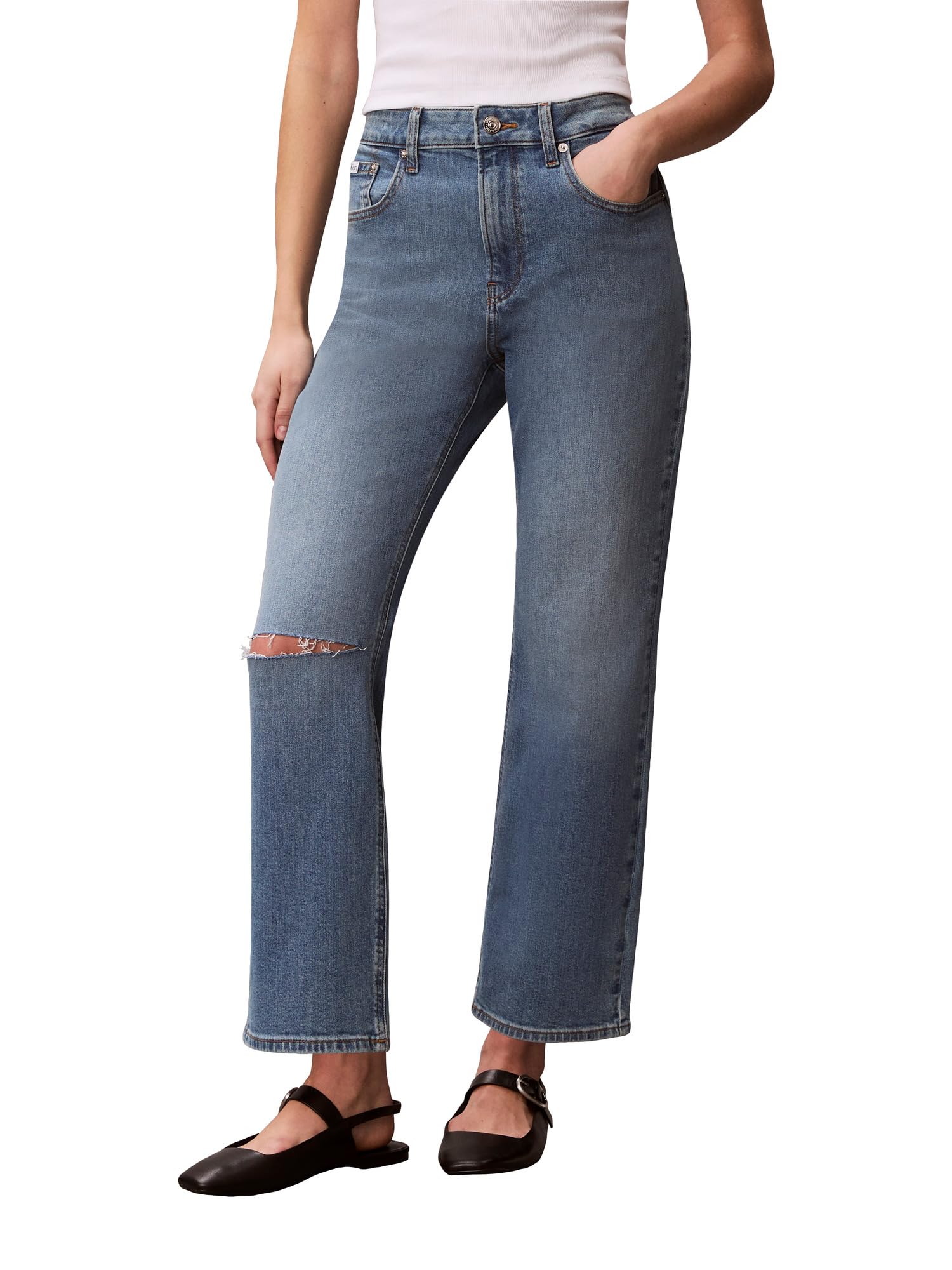 Calvin Klein Women’s High Rise Straight Fit Jeans