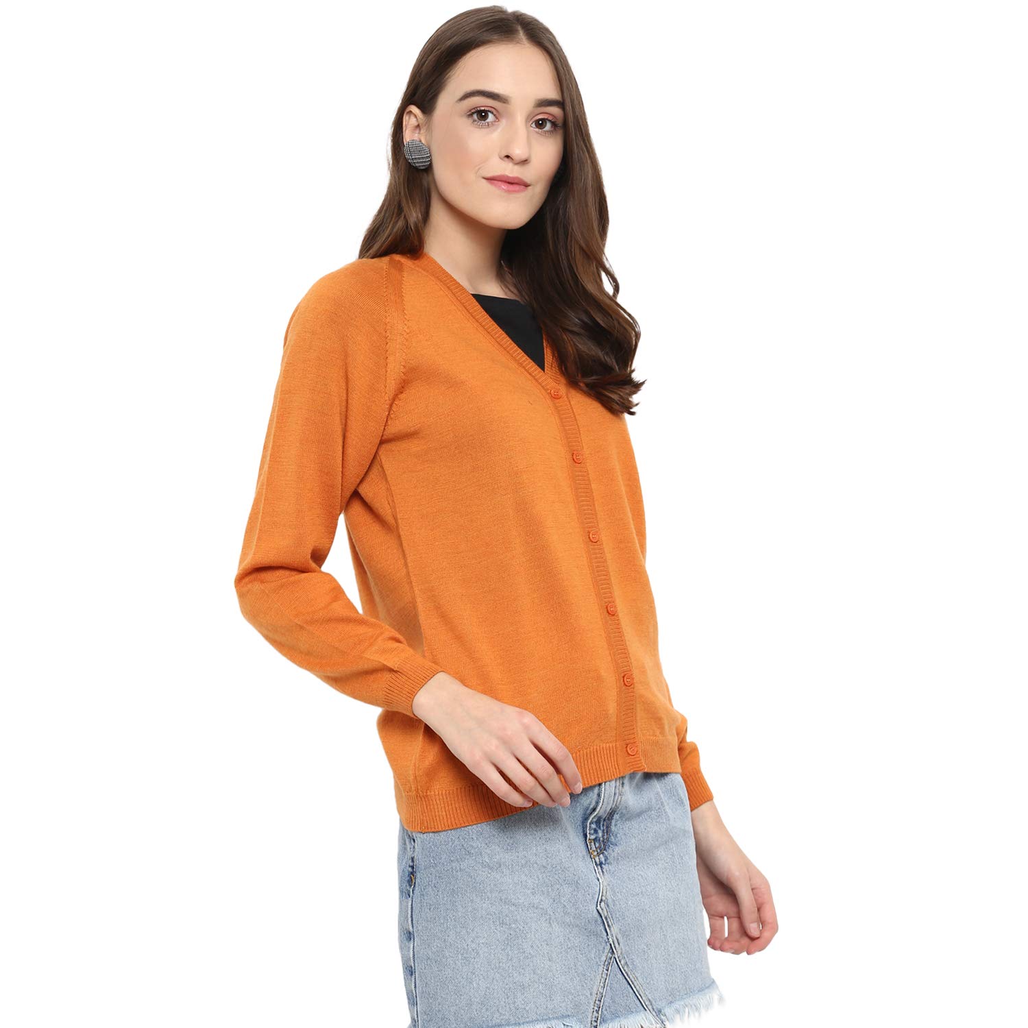 monte carlo orange pure wool cardigan
