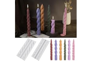 ESEENS 2 Pack Stick Candle Wave Pillar Candle & Resin Mold - Resin Casting Silicone Molds for Home Decor & Candle Making Wave Spiral Mold