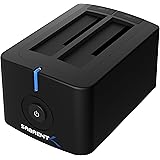 Sabrent USB 3.0 to SATA Dual Bay External Hard Drive Docking Station for 2.5 or 3.5in HDD, SSD with Hard Drive Duplicator/Cloner Function [4TB Support] (EC-HDD2)