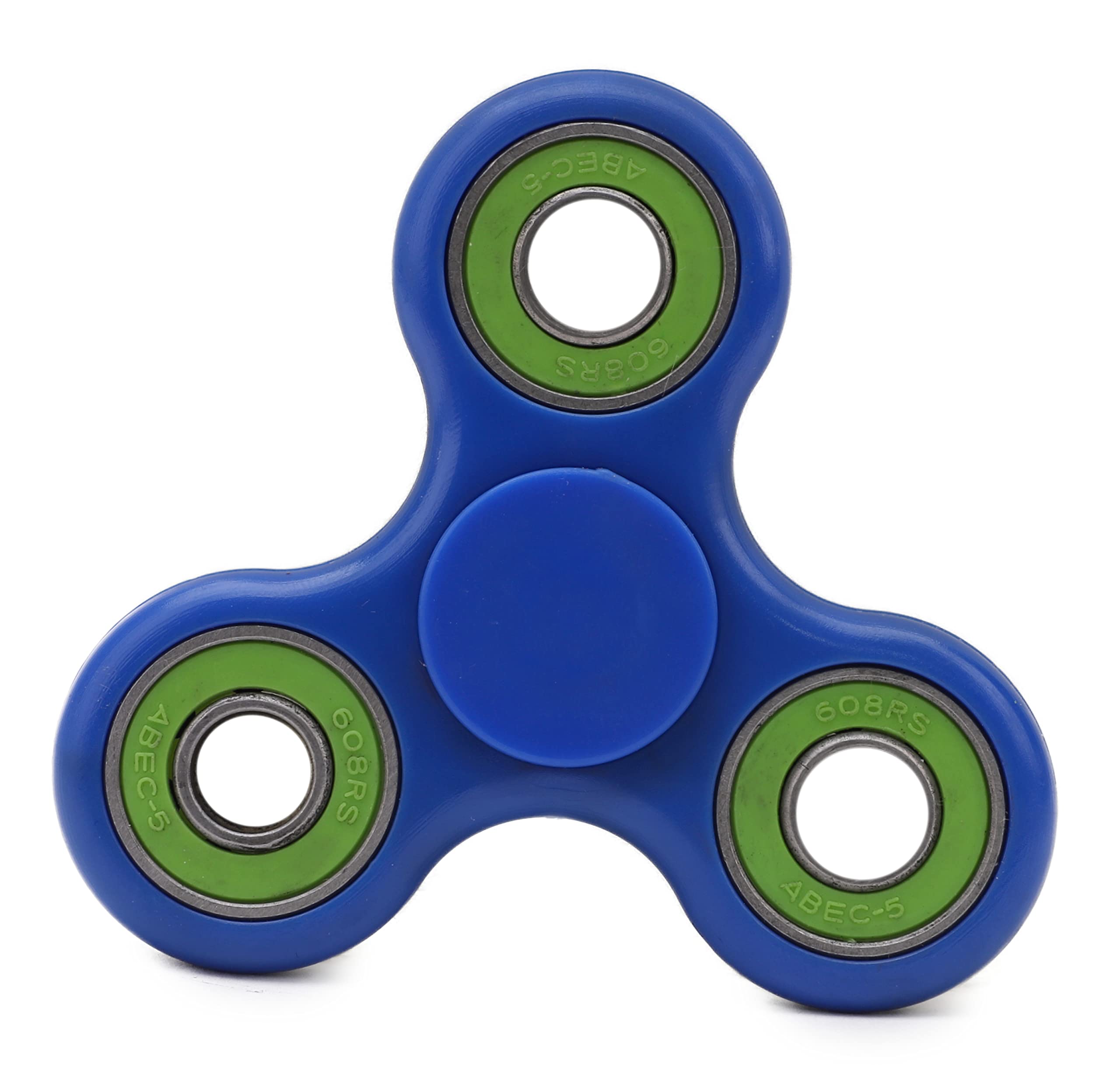 Toyland® Fidget Hand Spinner - Stress and Anxiety Relief - Assorted Colours (Dark Blue & Green Rings)