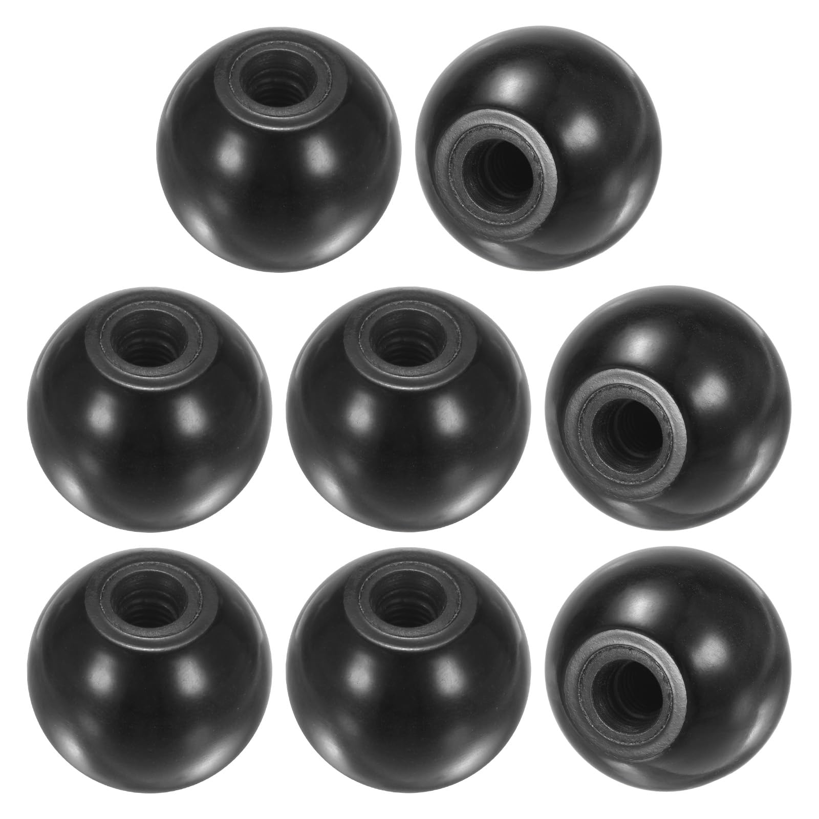 M METERXITY 8-Pack Threaded Ball Knobs, M6 Female Thread 25mm Dia. Thermoset Ball Knob for Lathe/Machine/Lawn Mowers, Round Phenolic Lever Handle [Black] — image 1