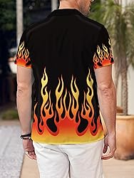 LuckLemocor Flame Shirts Mens Fire Shirt Short