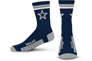 FOR BARE FEET FBF - Official NFL 2 Stripe Adult Team Logo & Colors Crew Dress Socks Footwear for Men and Women Game Day Apparel