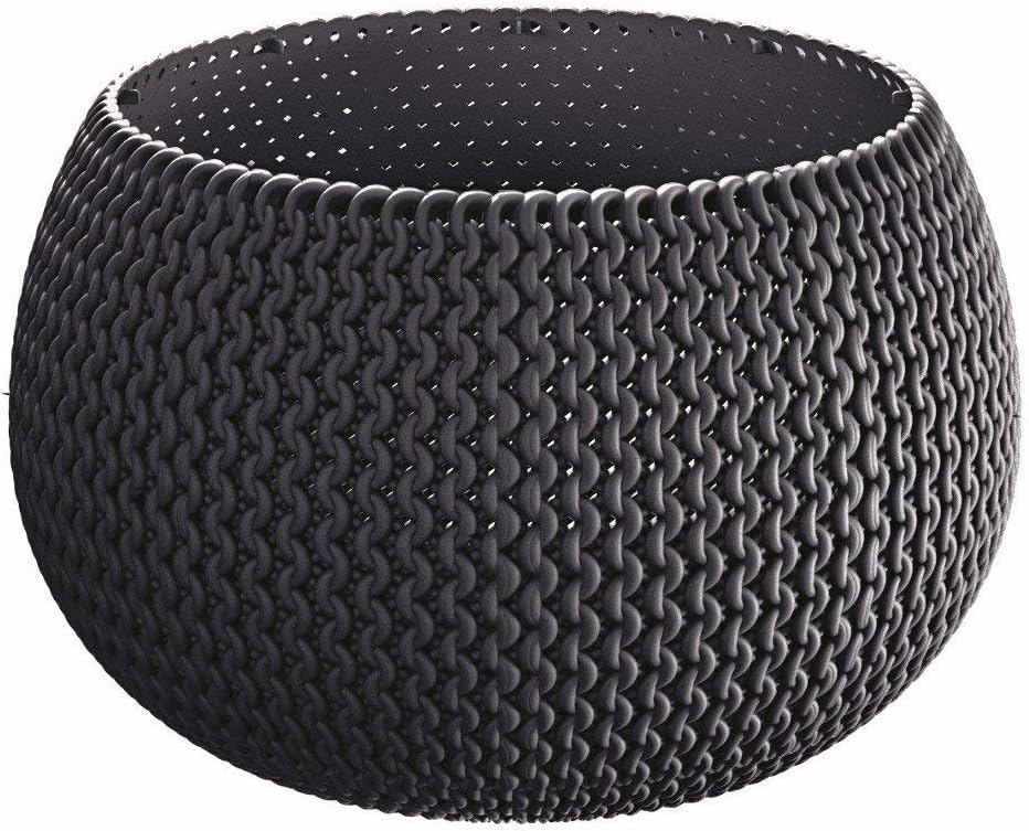 KNIT Inspired Indoor/Outdoor Garden Plant Pot Planters, Purple, Set of 2… (29cm, Anthracite)