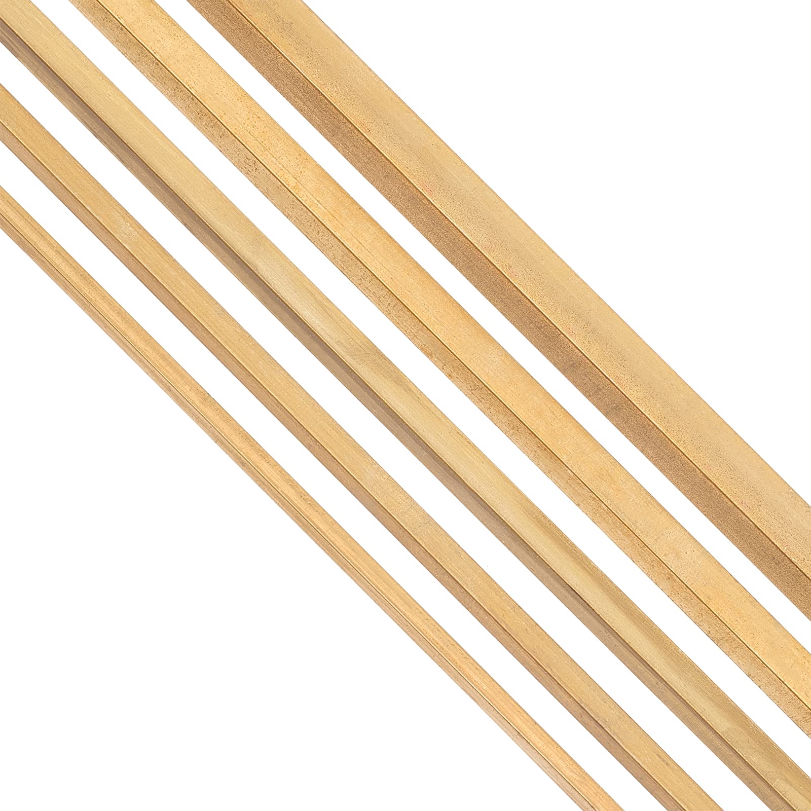 BENECREAT 5PCS Brass Square Bar Stock 20cm Long Solid Square Rods Stock 8/6/5/4/3cm for DIY Crafts, Framing and Home Decoration