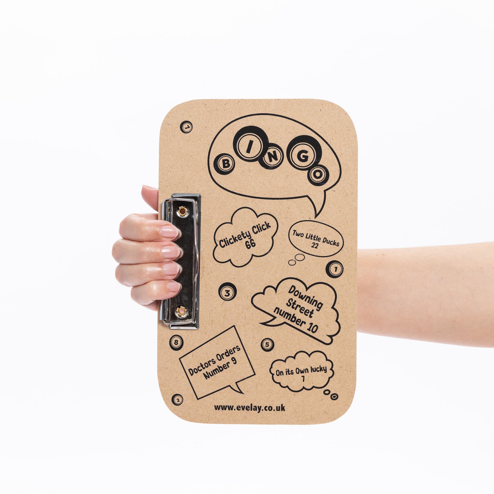 evelay Lucky Bingo Board With Clasp Clip Left Hand Clip 24cm x 15cm - Pack of 12