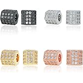BAOYINGACC 8 PCS Hexagon Charm Spacer Beads, Mixed Color Brass Pave White Zircon Connector Charm Beads for Bracelet Necklace DIY Jewelry Making Crafts