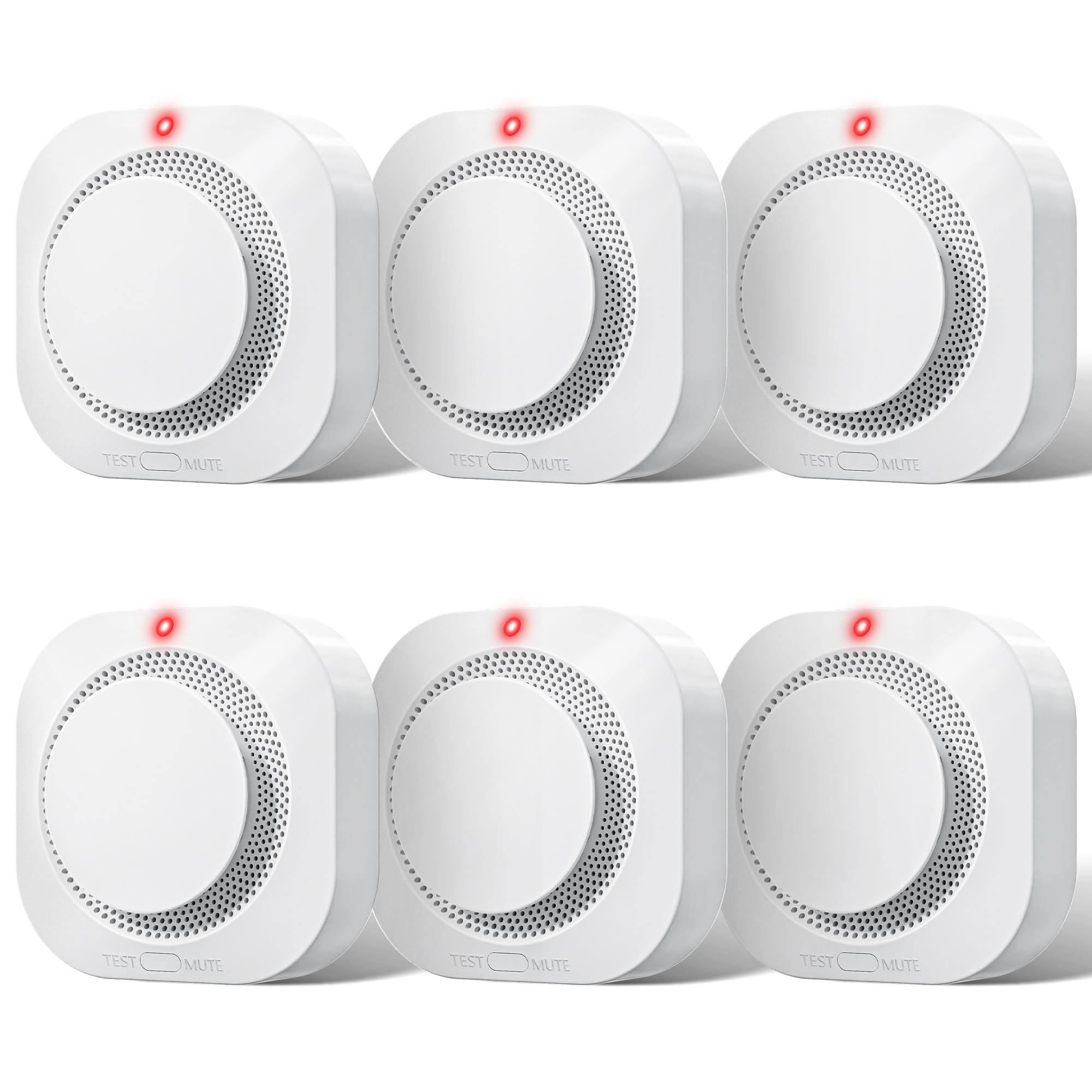 Photo 1 of Hilmon  Alarm Fire Detector,Battery Operated Photoelectric Smoke Detector with Test Button and Low Battery Warning, Fire Alarms Smoke Detectors for Home, 6 Pack