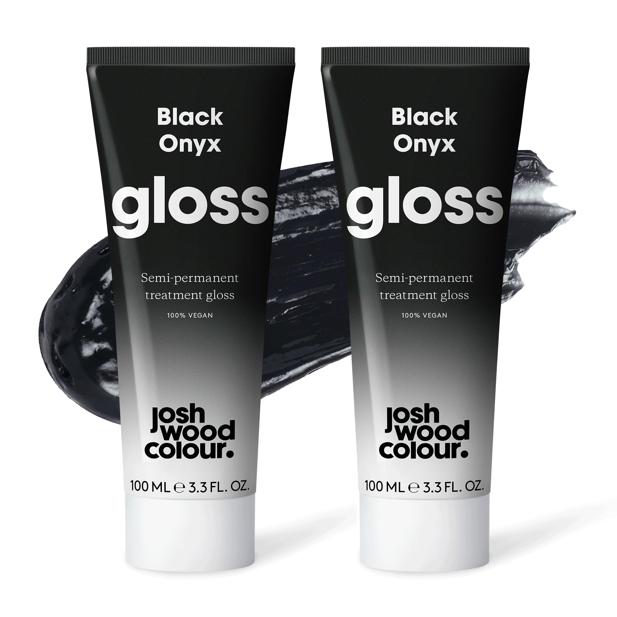 Black Gloss Duo Josh Wood Hair Gloss (Black) - Semi-permanent gloss, adds shine to your black and dark brunette hair - Lasts up to 6 washes - 100% Vegan - Cream (2 x 100ml)