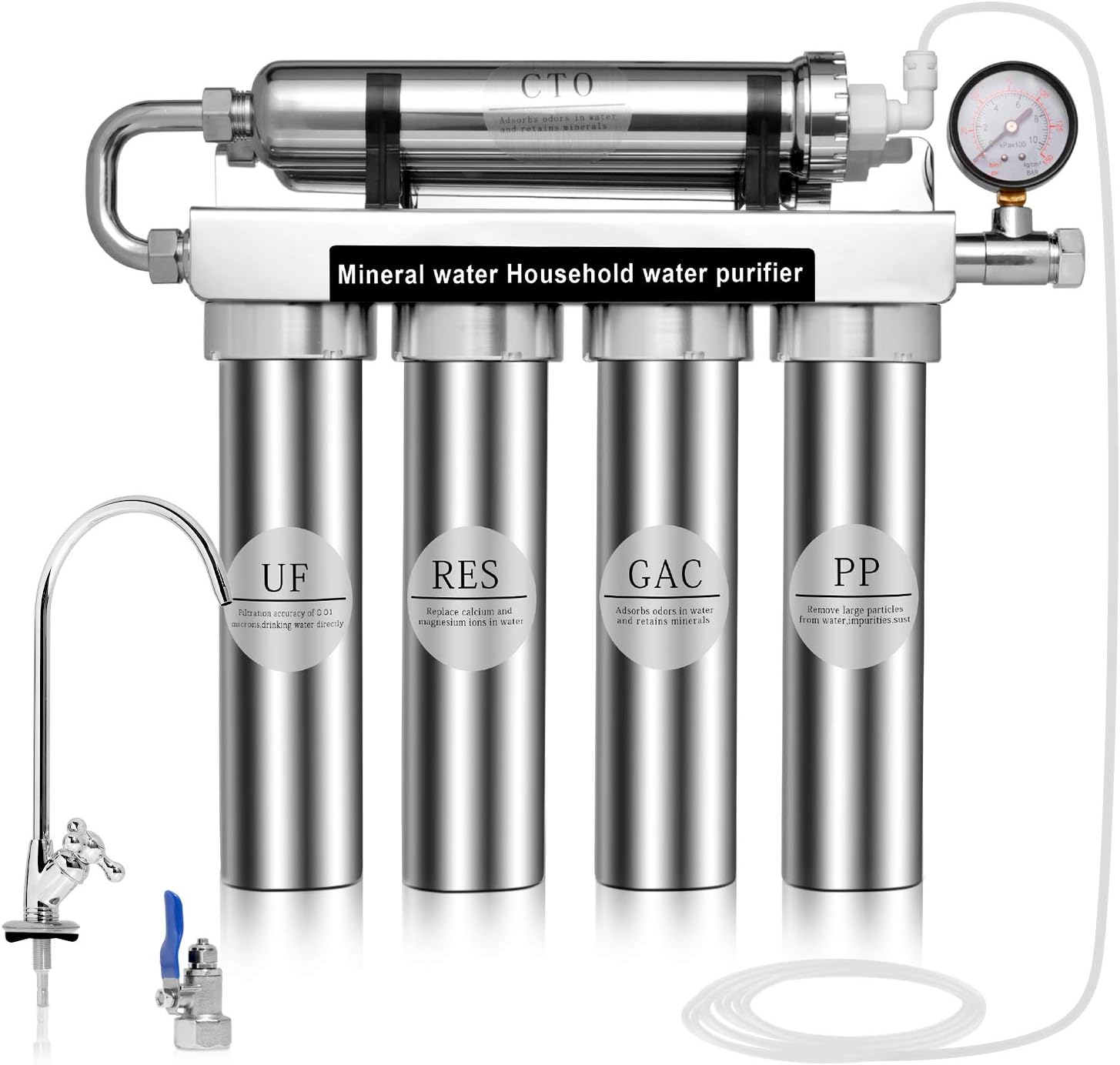 HARUE Water Filter，Under Sink Water Filter，Tap Water Filter，Zero Water Filter，Food Grade Stainless Steel，Level Five Filtering System - - 