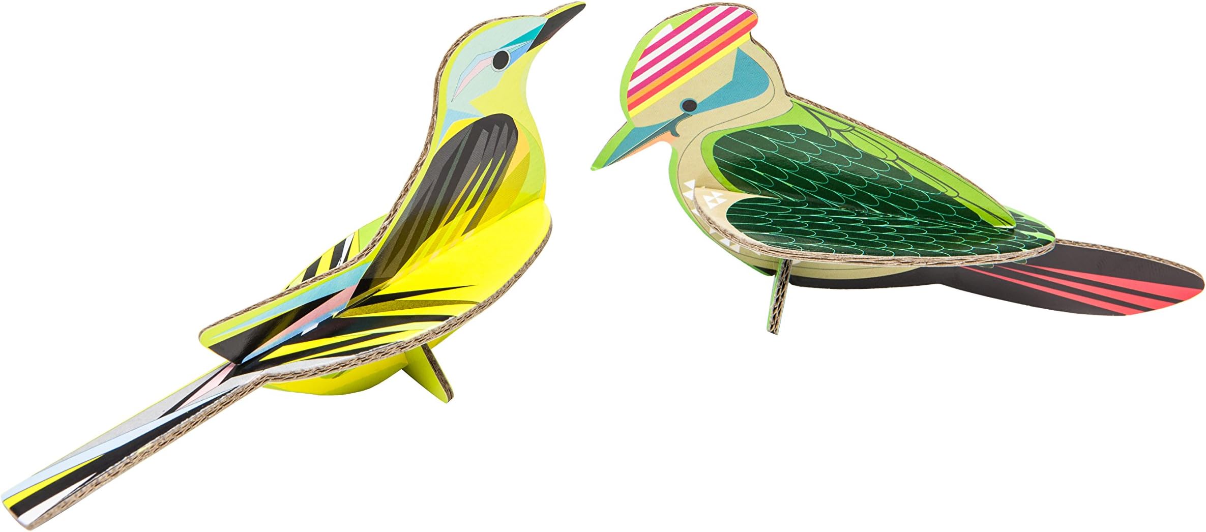 Studio Roof Woodpecker & Wagtail, recycled cardboard 3D greeting card , to be assembled