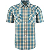 NUTEXROL Mens Short Sleeve Plaid Button Down Shirt Western Casual Shirts with Two Pockets