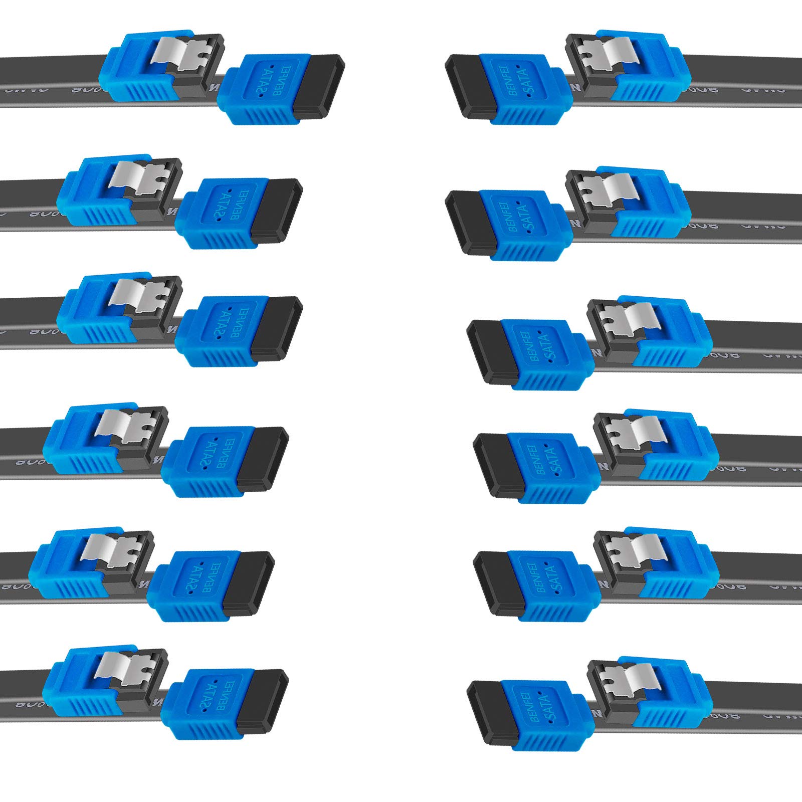 Benfei SATA Cable III, 12 Pack SATA Cable III 6Gbps Straight HDD SDD Data Cable with Locking Latch 18 Inch for SATA HDD, SSD, CD Driver, CD Writer