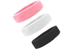 Kenz Laurenz Sweat Bands/Headbands for Women Men Elastic Headband Sports Sweatbands Athletic Stretchy Head Band Workout Running Basketball Moisture Wicking Terry Cloth Set Sweat Hair