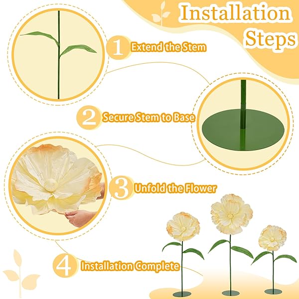 LJIE-HOUSE GIANT FAKE FLOWERS 5.77FT – LIGHT YELLOW EASTER LARGE PAPER FLOWERS 3D ARTIFICIAL FLORAL WEDDING DECORATIONS FOR BIRTHDAY PARTY OUTDOOR BANQUET EVENT HOME BACKDROP DECOR