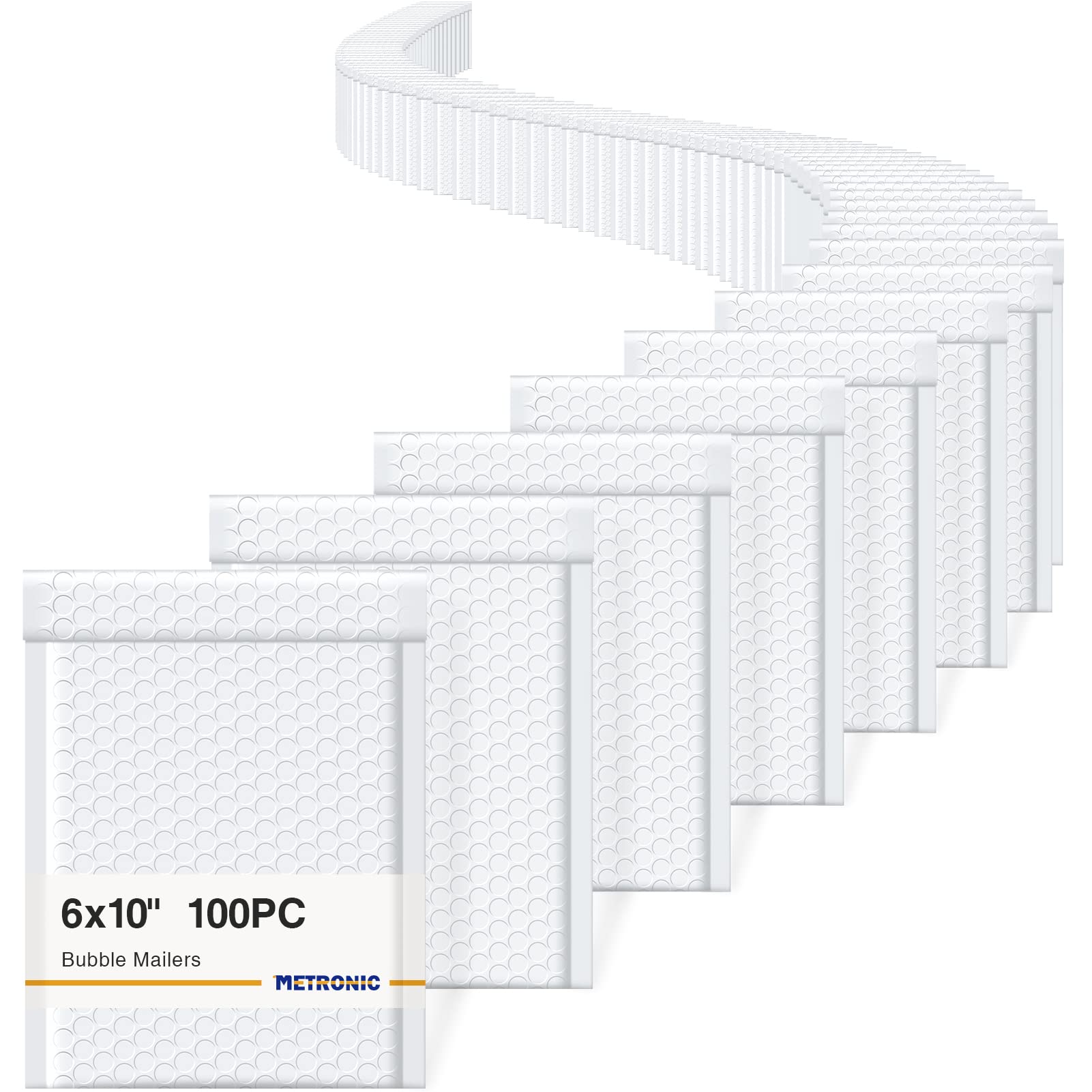 Photo 1 of Metronic White Bubble Mailers 6x10" 100 PC Self-Seal Bubble Mailer Usable Size 6x9" Thick Padded Envelopes Cushion Mailing Envelopes Bubble Padded for Mailing Makeup Jewelry
