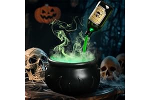 Zesua Halloween Decorations Indoor - DIY Floating Potion Set with Witches Cauldron and Mist Maker - Spooky Vintage Black Plastic Bowl Hocus Pocus Party Decor for Home Table Mantel Kitchen Room