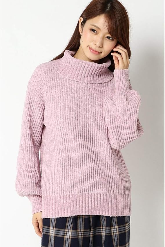 Amazon イッカ レディース Ikka 3gベロアモールオフタートルネック ピンク L セーター 通販