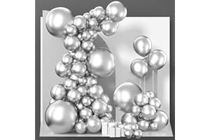 PartyWoo Silver Balloons 152 pcs Different Sizes of 18 12 10 5 Inch Silver Balloon Arch Kit Garland for Birthday Graduation Bachelorette Engagement Bridal Shower Wedding Party Decorations Silver-G102