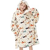 Fiosnow Dachshund Blanket Hoodies for Kids 6-13YR Oversize Wearable Blanket Hoodies for Boys Girls Teens