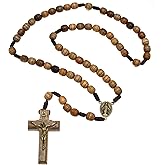 Alexander Castle Our Father Solid Wooden Rosary Beads (Handmade - Brazilian Walnut) with Madonna Medallion Junction - Comes in Velour Gift Pouch