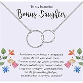 Ukodnus Interlocking Circles Necklace Gift for Bonus Daughter, Stepdaughter Jewelry for Adopted Daughters, To My Bonus Daughter Necklace for Birthday, Graduation, Wedding, Christmas