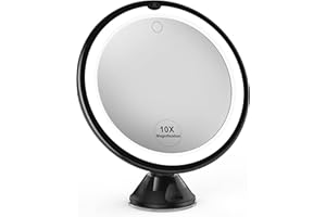 VENIGO Upgraded 10x Magnifying Lighted Makeup Mirror with Touch Control, Powerful Locking Suction Cup, and 360 Degree Rotating Arm, Magnifying Mirror with Lights for Home, Bathroom Vanity and Travel