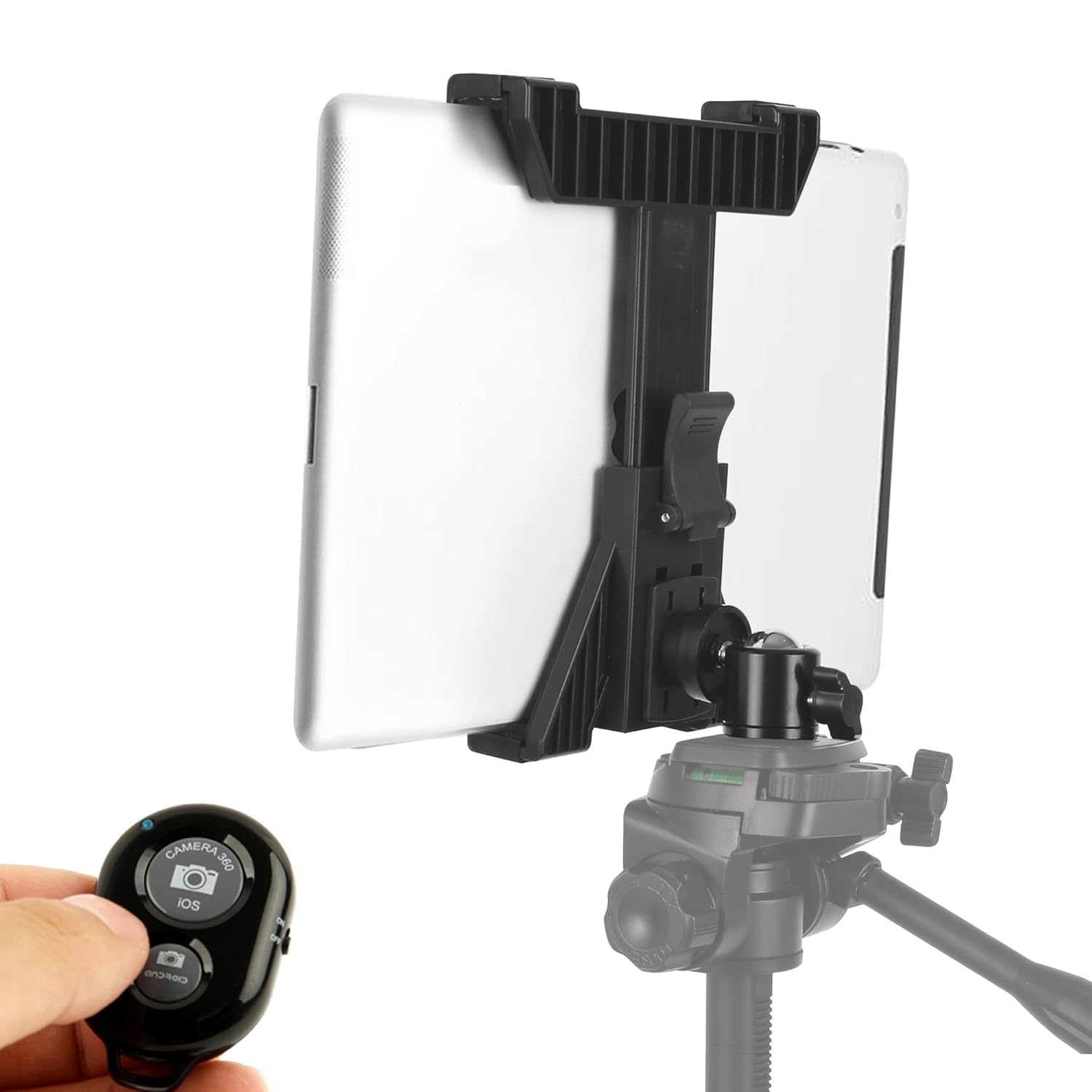 KobraTech iPad Tripod Mount - TabMount 360 - Tablet Tripod Mount with Ball Head &amp; Bluetooth Remote Shutter
