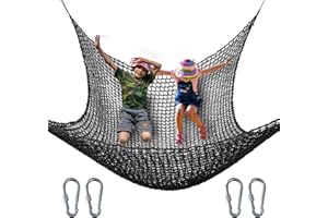 nets Tribe Kids Climbing Cargo Net, 6.5 * 9.8 ft Playground Safety Net, Polyester Double Layers Net Bridge for Inside, Outside, Backyard,Tree House, Obstacle Training, Monkey Bar, Black (6.5 * 9.8)