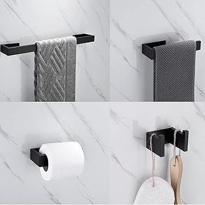 Buy Sadalak Bathroom Hardware Set Modern Towel Rack Wall Mounted 4 Piece 24 Towel Bar Hand Towel Holder Robe Hook Toilet Paper Holder Matte Black Online In Turkey B08xkhvk97